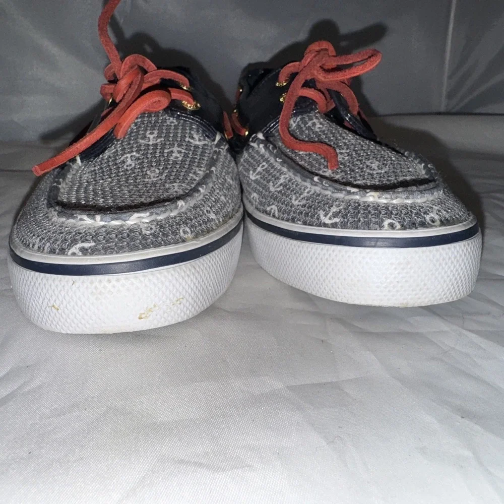 Sz 10M Sperry Top-Sider Leather Boat‎ Shoes 9688771 Navy Clear Sequin EUC